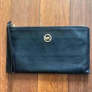 Michael Kors Black Leather Wristlet